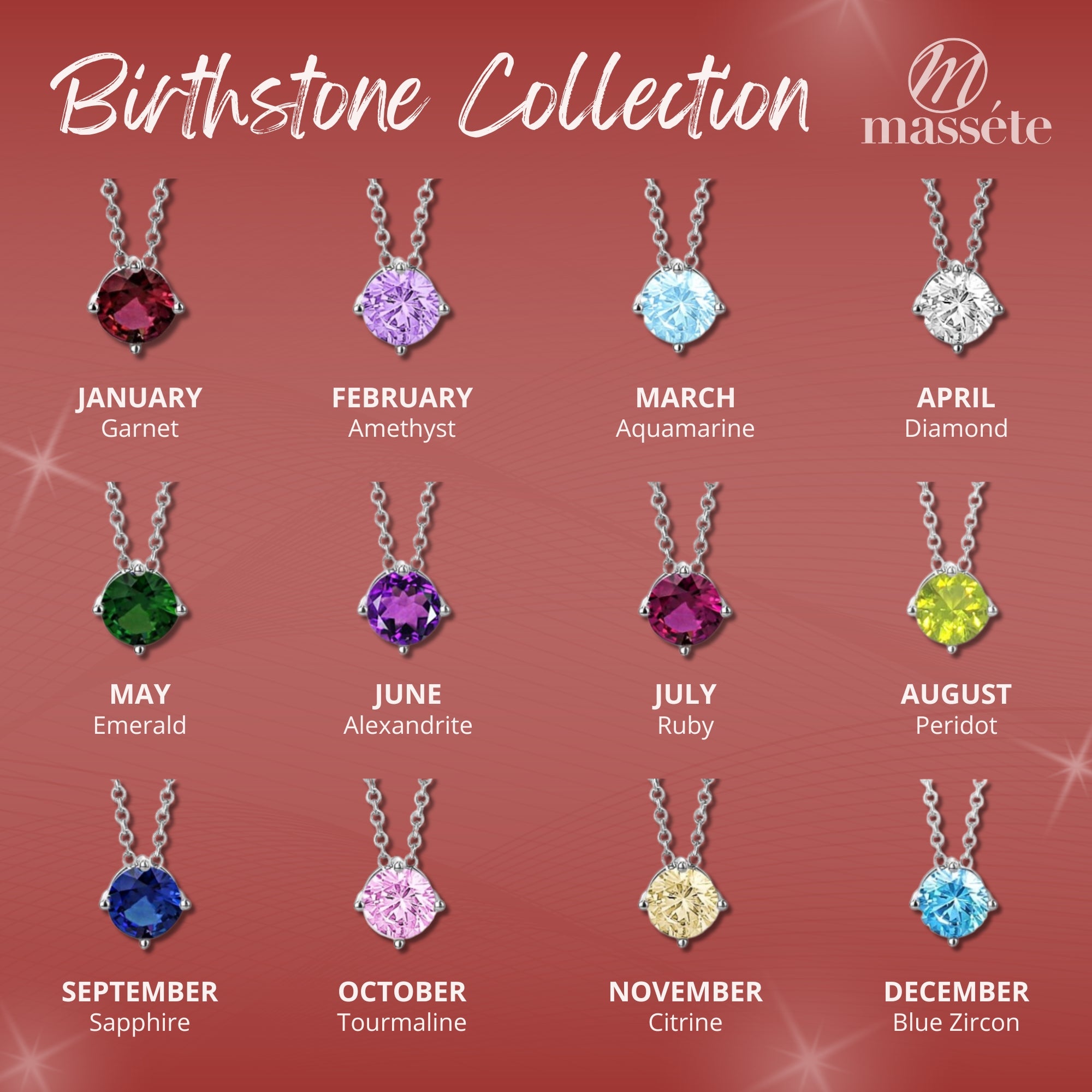 Sterling Silver Floating Solitaire Necklace Pendant for Girls Simulated Birthstone