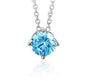 Sterling Silver Floating Solitaire Necklace Pendant for Girls Simulated Birthstone