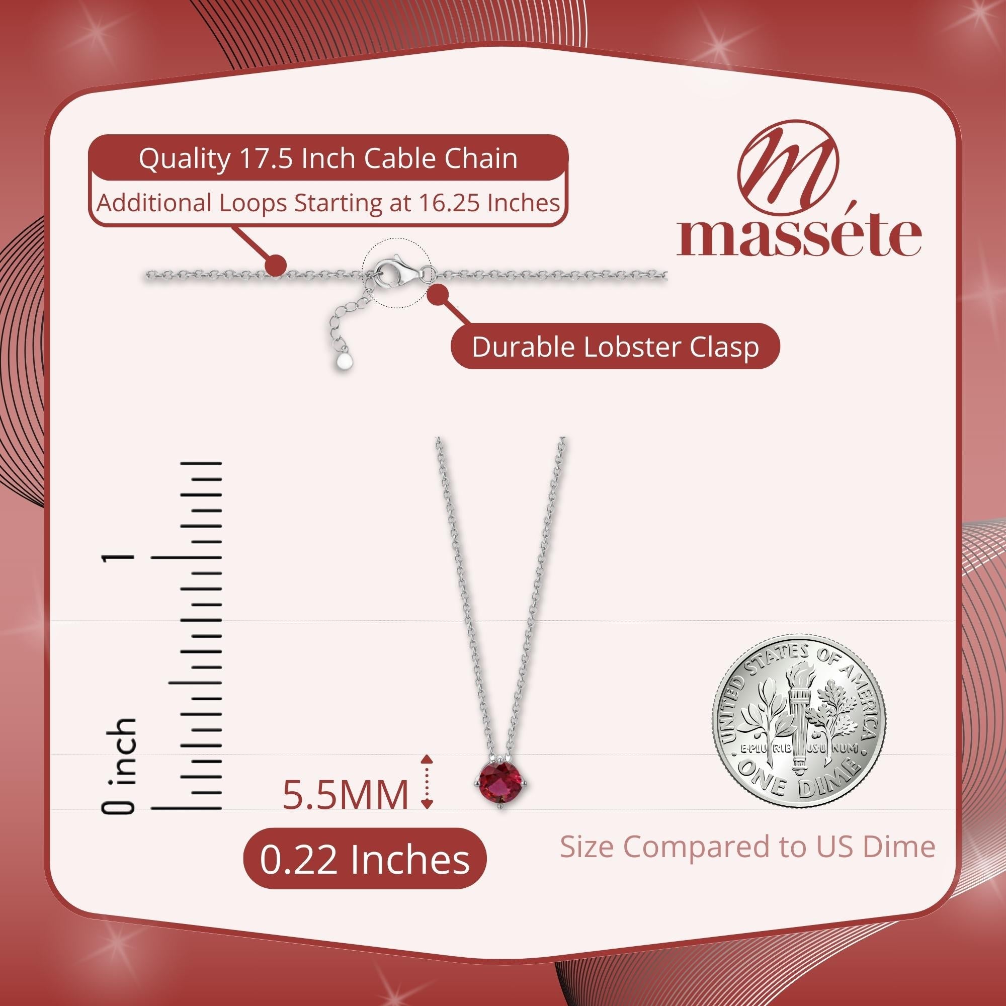 Sterling Silver Floating Solitaire Necklace Pendant for Girls Simulated Birthstone