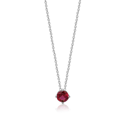 Sterling Silver Floating Solitaire Necklace Pendant for Girls Simulated Birthstone