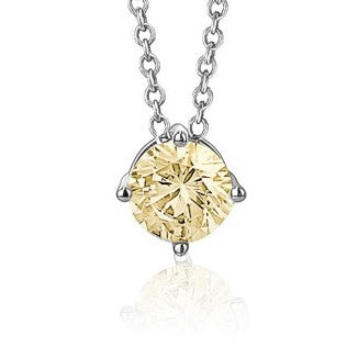 Sterling Silver Floating Solitaire Necklace Pendant for Girls Simulated Birthstone