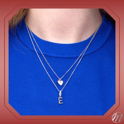 Sterling Silver Initial Necklace Pendant for Girls Multi Color Rainbow Simulated Gemstones Letters