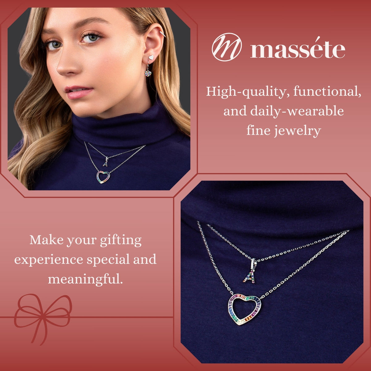 Sterling Silver Initial Necklace Pendant for Girls Multi Color Rainbow Simulated Gemstones Letters