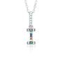 Sterling Silver Initial Necklace Pendant for Girls Multi Color Rainbow Simulated Gemstones Letters