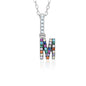 Sterling Silver Initial Necklace Pendant for Girls Multi Color Rainbow Simulated Gemstones Letters