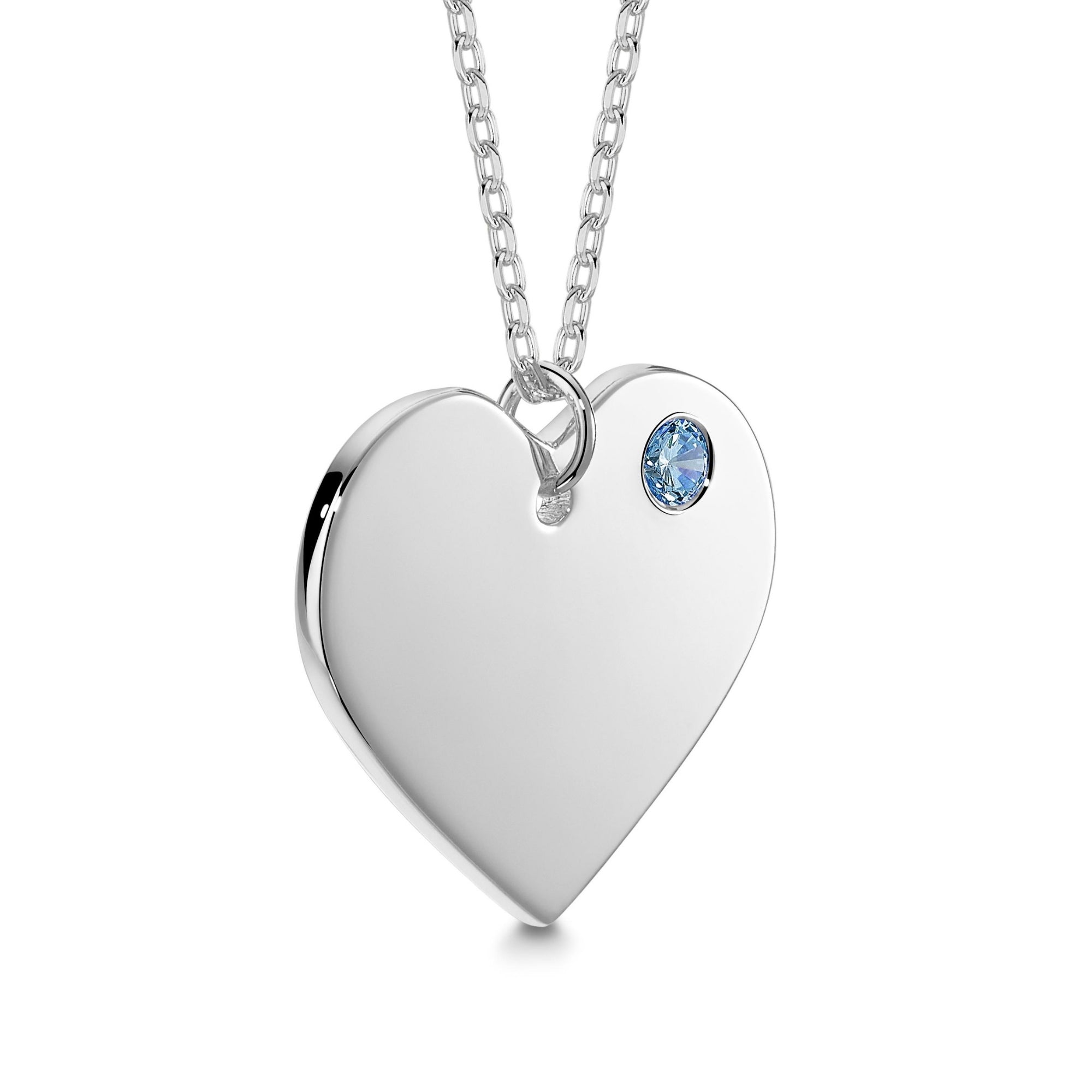 Sterling Silver 925 Personalized Engraved Heart Necklace with Simulated Birthstone Custom Engravable Pendant for Women and Girls