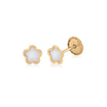 MASSETE 14k Yellow Gold Screwback Earrings Flower for Baby and Children