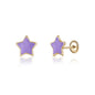 14k Yellow Gold Star Earrings Girls Teens Screwback Enamel