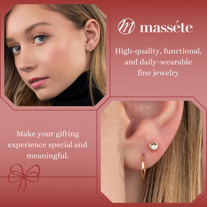 14k Gold CZ Heart Earrings Screwback for Baby Girls or Multiple Piercings Yellow with Simulated Diamond
