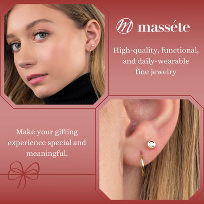 14k Gold CZ Button Round Stud Earrings Screwback Baby Girls or Multiple Piercings Yellow with Simulated Diamond