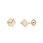 14k Yellow Gold Cube Earrings Screwback 4mm Women Girls Teens on Angle