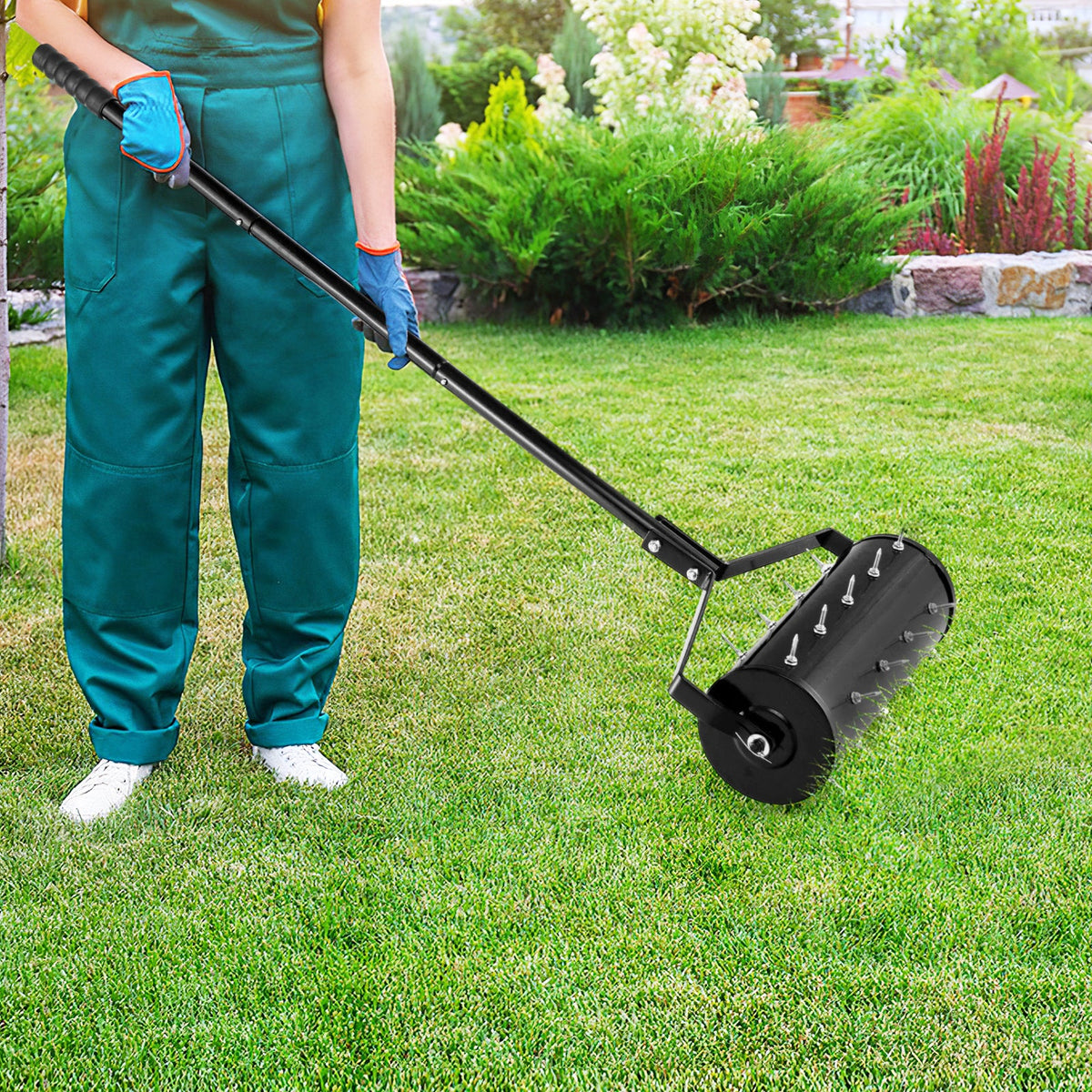 18/21 Inch Manual Lawn Aerator with Detachable Handle