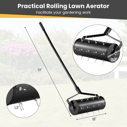 18/21 Inch Manual Lawn Aerator with Detachable Handle