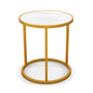 Marble Top Round Side Table 16-Inch End Table with Golden Metal Frame
