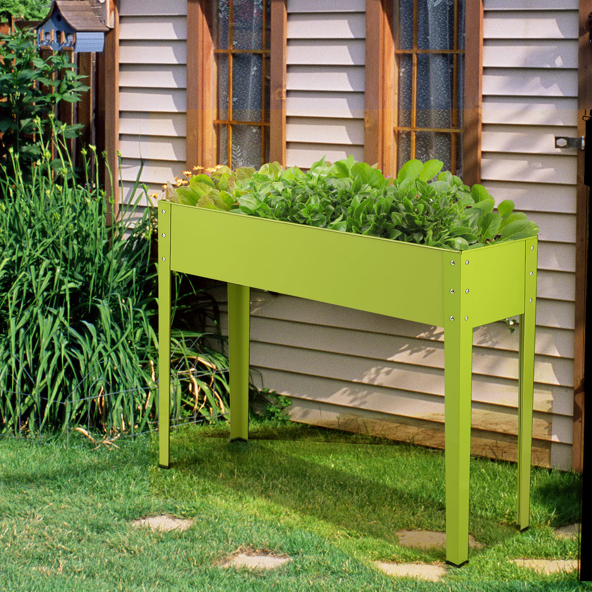 Metal Raised Garden Bed with Legs and Drainage Hole-40 x 11 x 31.5 inches