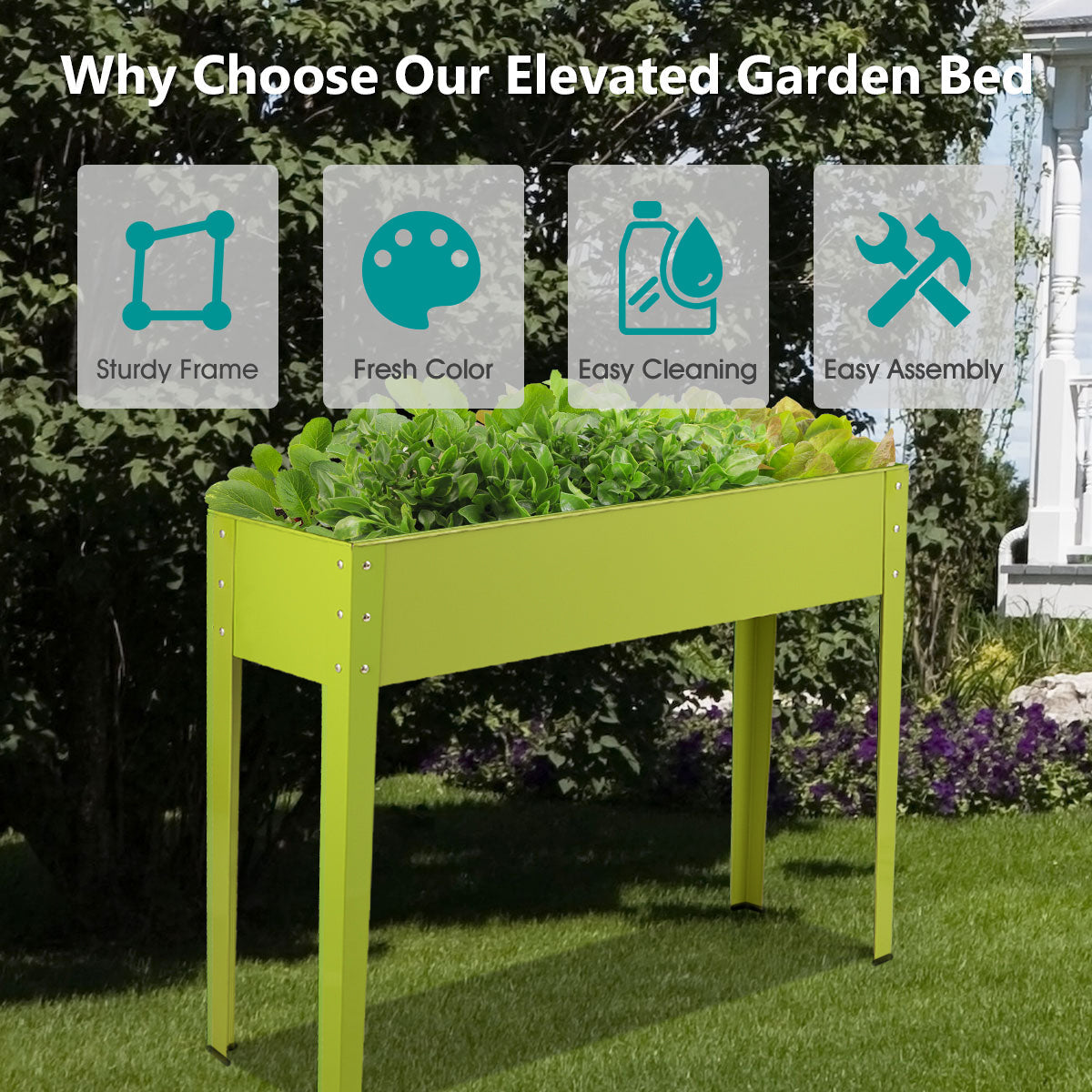 Metal Raised Garden Bed with Legs and Drainage Hole-40 x 11 x 31.5 inches