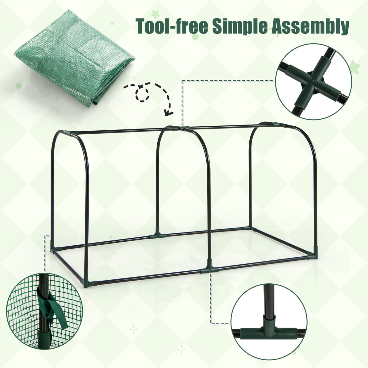 Mini Tunnel Greenhouse with Roll-up Zipper Door