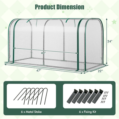 Mini Tunnel Greenhouse with Roll-up Zipper Door