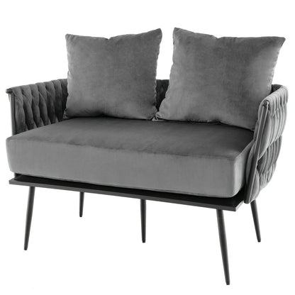 Modern Loveseat Sofa Upholstered Dutch Velvet Sofa Couch