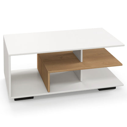 Rectangular Coffee Table with L-shaped Middle Shelf