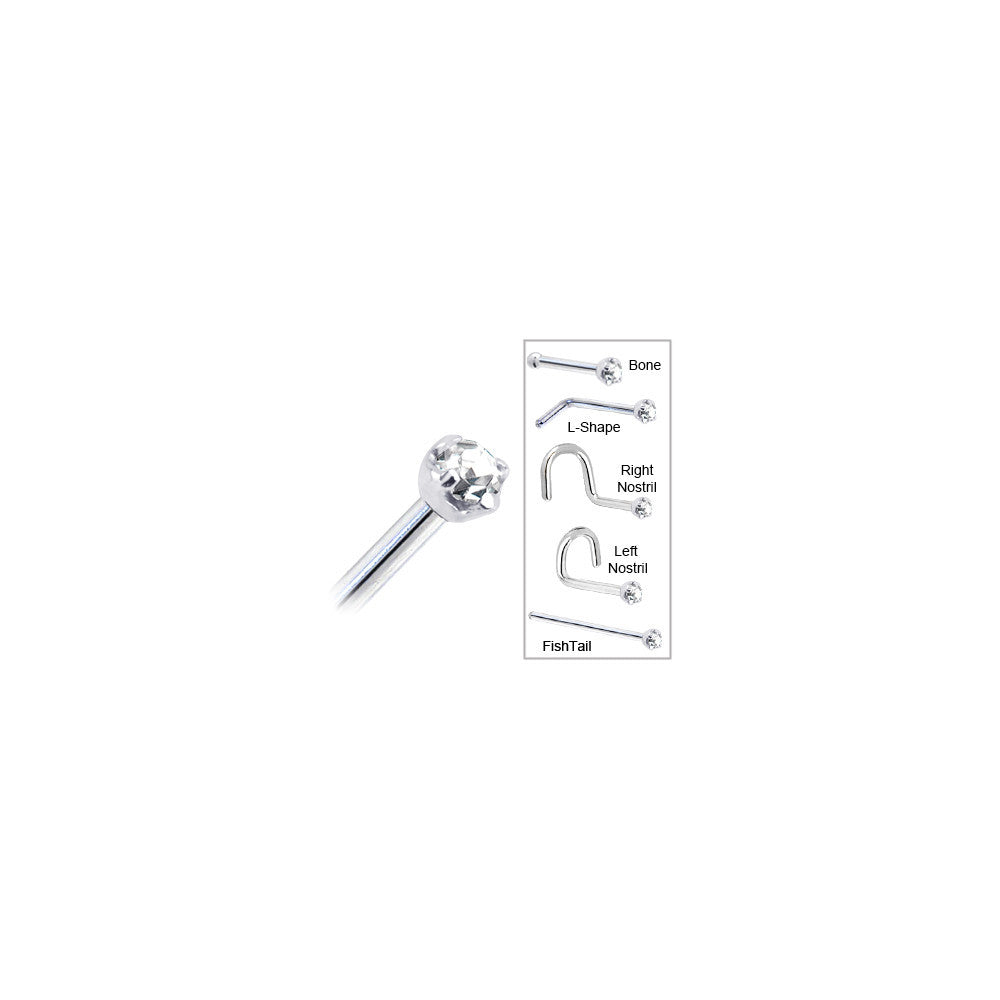 Platinum 1.5mm Genuine Diamond Nose Ring