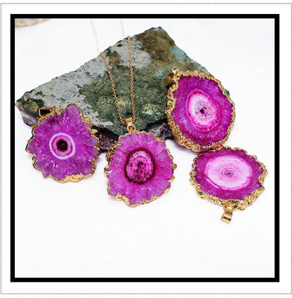 Original Crystal Sunflower Natural Stone Agate Pendants