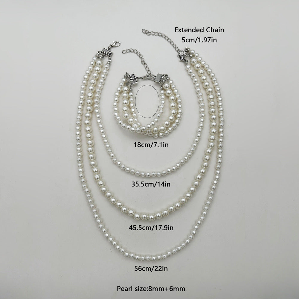 Simple Multi-layer Pearl Women's Necklace Long
