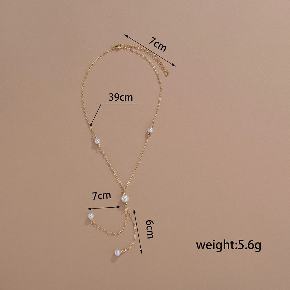 Bohemian White Imitation Pearl Tassel Necklace