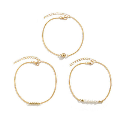 Layered Pearl Bead Anklets Jewelry
