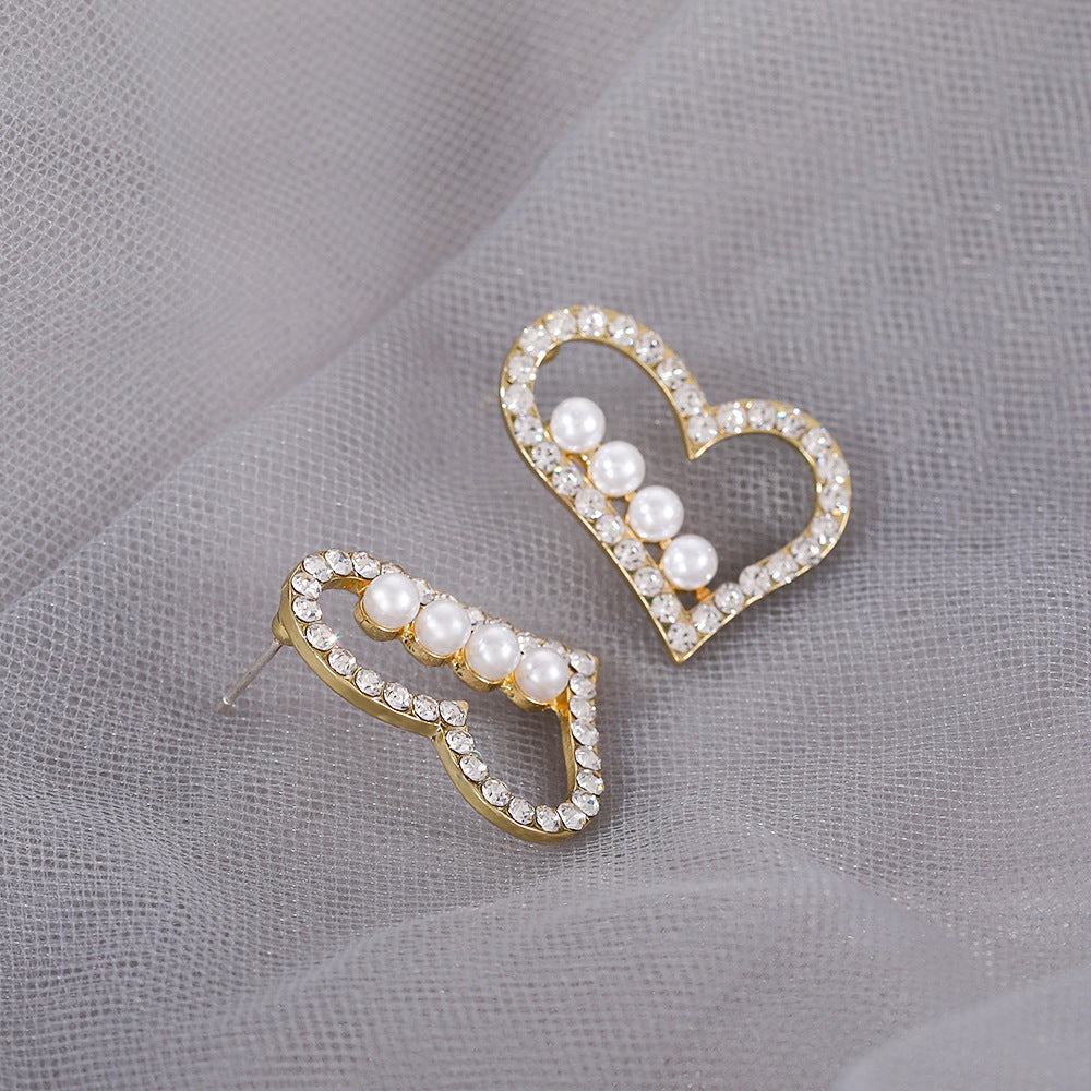 Love Heart Crystal Pearl Earring
