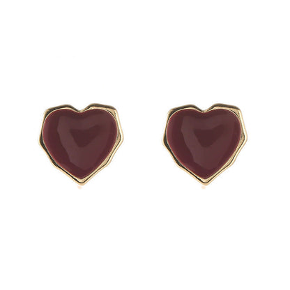 Red Enamel Heart Earrings