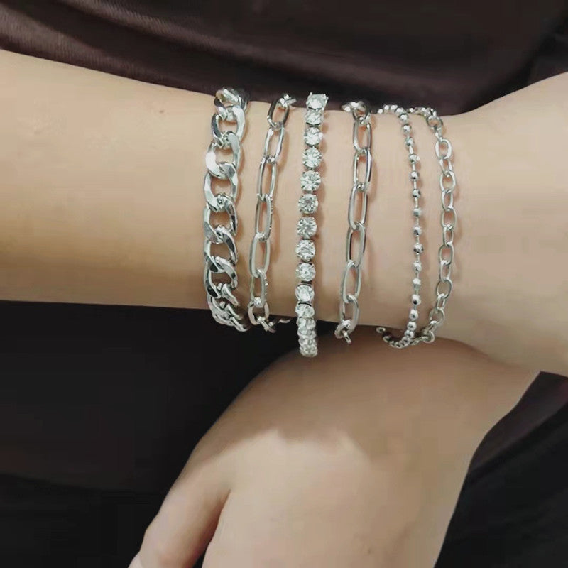 Multi-Layer Strips Rhinestone Chain Bracelet Sets