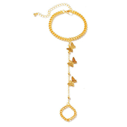 Women butterfly Finger Bracelet Jewelry