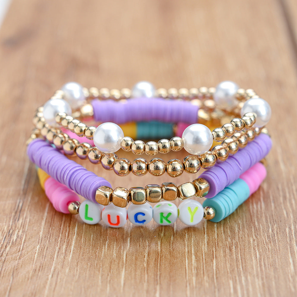 Bohemian Beaded Stretch Bracelets Colors Clay Beads