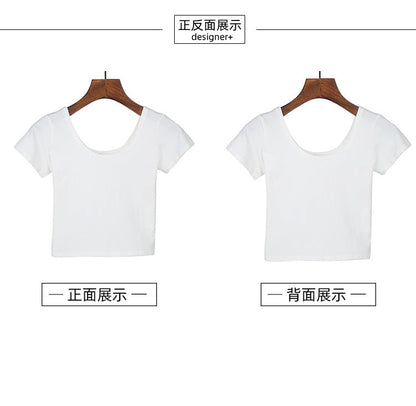 Tight navel-baring short-sleeved women's T-shirt