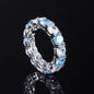 S925 Geometric Stackable Band CZ Ring, 5mm Cubic Zirconia, Sterling Silver Retro Statement Ring for Men and Women