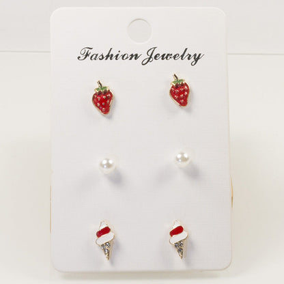 Pearl strawberry stud earrings for women