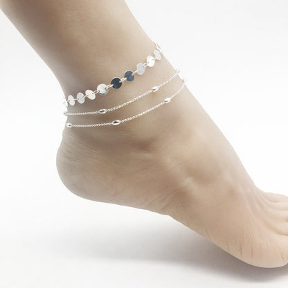 Double Layer Round Sequins Anklet Jewelry