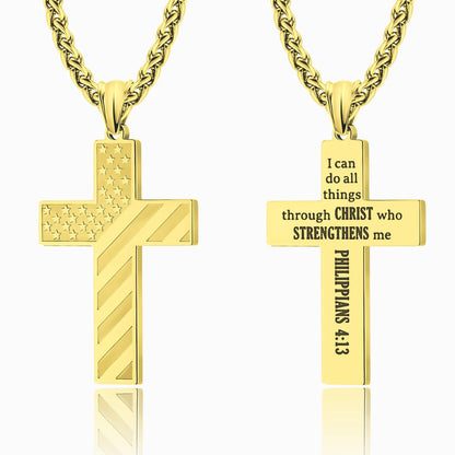 Men's National Flag Cross Stainless Steel Necklaces