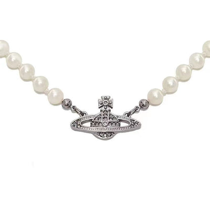 Pin Pearl Necklace Saturn Paper Clip Pearl Pendant