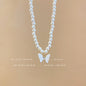 Titanium steel pearl clavicle necklace