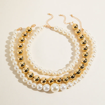 Imitation Pearl Multi-layer Beaded Necklace