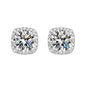S925 Magnetic Multicolor Moissanite Square Halo Stud Earrings for Men Women, 0.5/1ct Round Cut