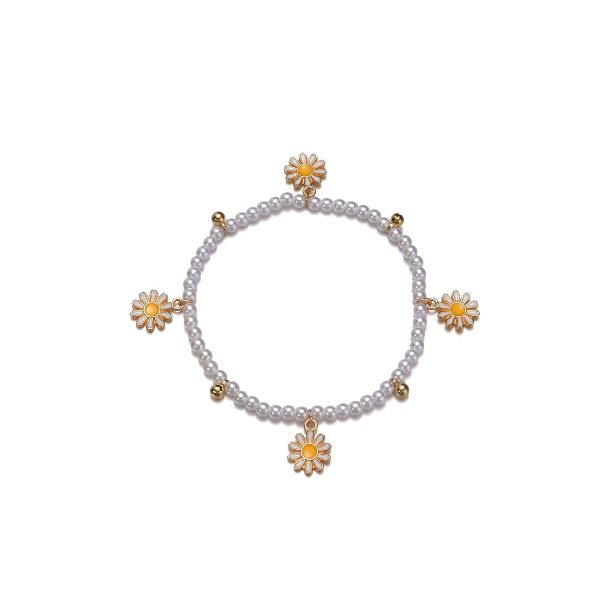 Summer Pearl Daisy Pendant Beach Sweet Cute Anklet Chain