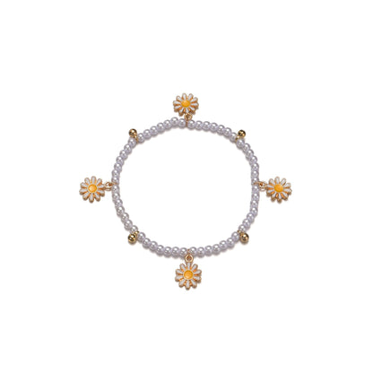 Summer Pearl Daisy Pendant Beach Sweet Cute Anklet Chain