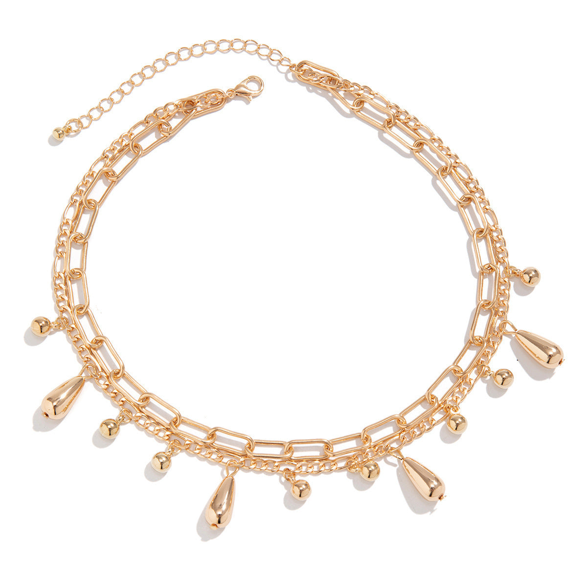 Hip Hop Droplet Bead Pendant Necklace Bracelet Set