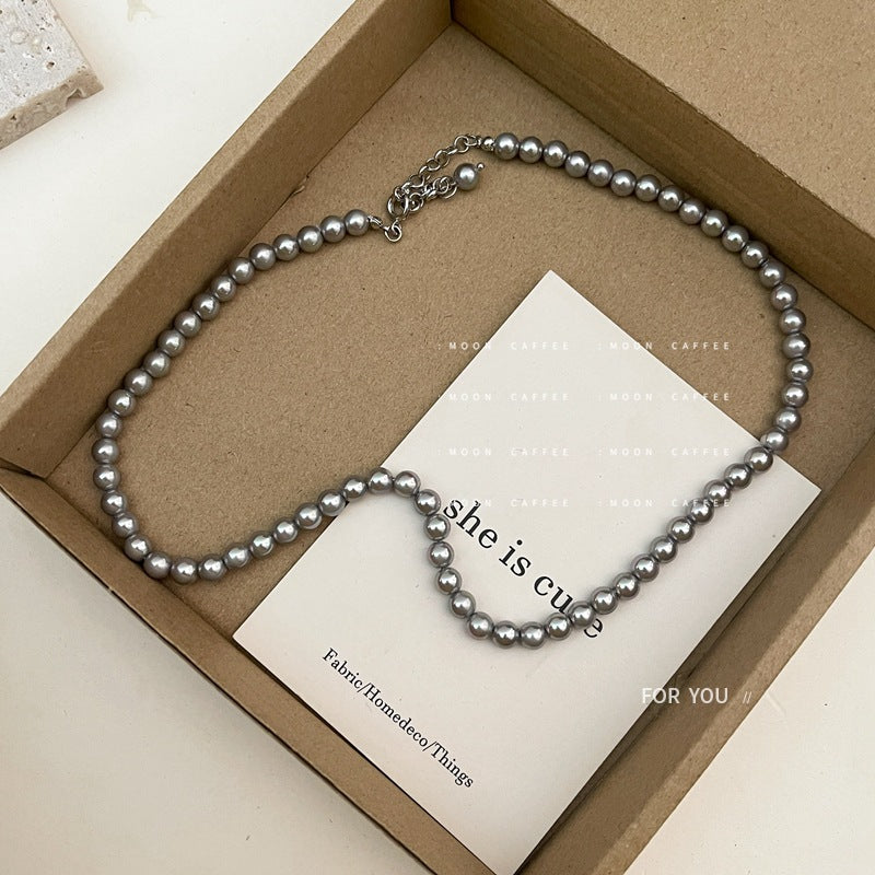 Design Sense French Retro Gray Pearl Female Stylish Necklaces