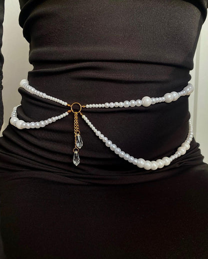 Sexy Waist Chain with Imitation Pearl Multi-Layer Beaded Chain Belt