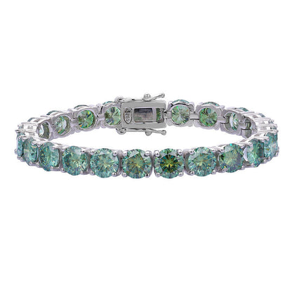Women's Karat Dark Green Diamond Couple Sier Design Bracelets