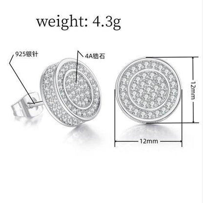 Iced Out CZ 18k Dazzling Stud Earrings, S925 Silver Post, 4 Style Options, Hip Hop Hypoallergenic 4A Cubic Zirconia Bling Studs for Men and Women